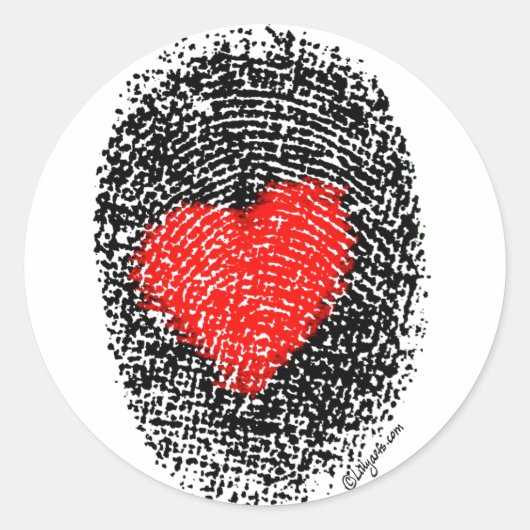 Rond Sticker d'amour pour empreinte digitale cardiaque (Devant)