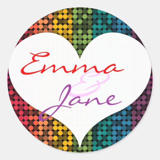 Rond Sticker d'amour Rainbow Glam (Devant)