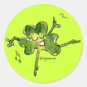 Rond Sticker Dancing Irish Shamrock n Roll 10