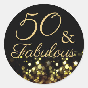 Rond Sticker d'anniversaire 50 et fabuleux Black and Go