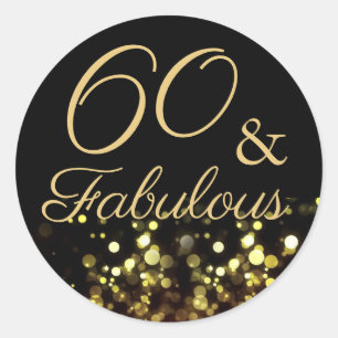 Rond Sticker d'anniversaire 60 et fabuleux Black and Go