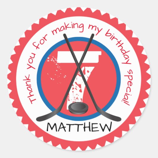 Rond Sticker d'anniversaire de hockey (Devant)