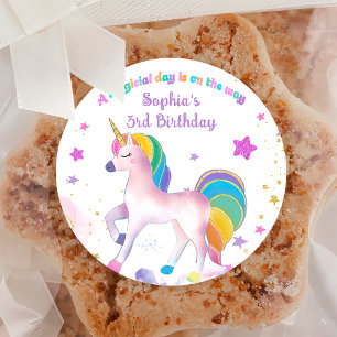 Rond Sticker d'anniversaire de la licorne magique