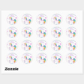 Rond Sticker d'anniversaire de la licorne magique (Feuille)