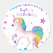 Rond Sticker d'anniversaire de la licorne magique (Devant)