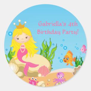 Rond Sticker d'anniversaire de la sirène de mer