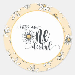 Rond Sticker d'anniversaire de marguerite - Little Miss