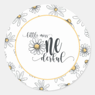 Rond Sticker d'anniversaire de marguerite - Little Miss