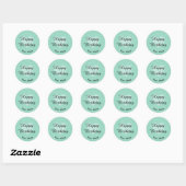 Rond Sticker d'anniversaire doux Turquoise (Feuille)