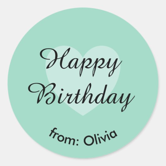 Rond Sticker d'anniversaire doux Turquoise (Devant)