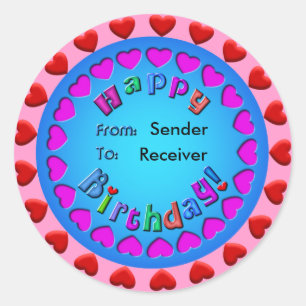 Rond Sticker d'anniversaire du Cercle des Coeurs