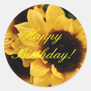 Rond Sticker d'anniversaire du tournesol
