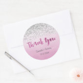 Rond Sticker d'anniversaire en argent et rose (Enveloppe)