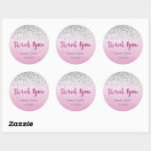 Rond Sticker d'anniversaire en argent et rose (Feuille)