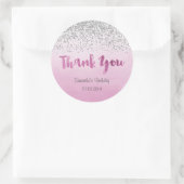 Rond Sticker d'anniversaire en argent et rose (Sac)