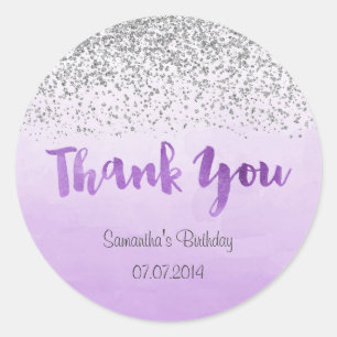 Rond Sticker d'anniversaire en argent et violet