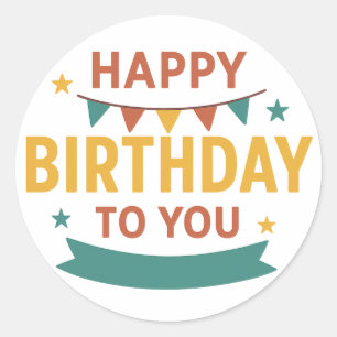 Rond Sticker d'anniversaire heureux - Colorful Custom P