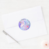 Rond Sticker d'anniversaire Magique violet Unicorne (Enveloppe)