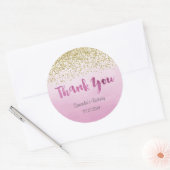 Rond Sticker d'anniversaire or et rose (Enveloppe)