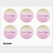 Rond Sticker d'anniversaire or et rose (Feuille)