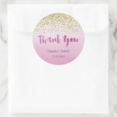 Rond Sticker d'anniversaire or et rose (Sac)