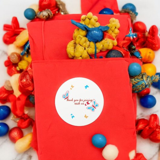 Rond Sticker d'anniversaire papillon