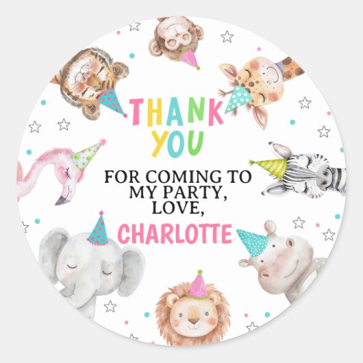 Rond Sticker d'Anniversaire Pink moderne (Devant)