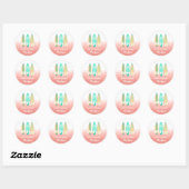 Rond Sticker d'anniversaire Pink Surfs Up Surboard (Feuille)