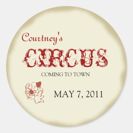 Rond Sticker d'anniversaire pour enfants de cirque (Devant)