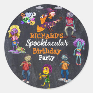 Rond Sticker d'anniversaire pour enfants Éffrayant Hall