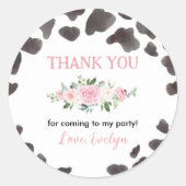 Rond Sticker d'anniversaire pour l'impression de vache  (Devant)