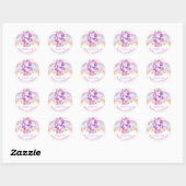 Rond Sticker d'anniversaire Rainbow Magical Unicorn (Feuille)