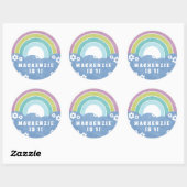 Rond Sticker d'anniversaire Retro Rainbow & Daisies (Feuille)