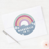 Rond Sticker d'anniversaire Retro Rainbow & Daisies (Enveloppe)
