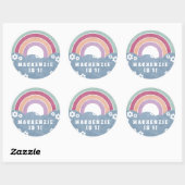 Rond Sticker d'anniversaire Retro Rainbow & Daisies (Feuille)