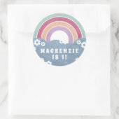 Rond Sticker d'anniversaire Retro Rainbow & Daisies (Sac)