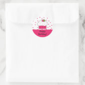 Rond Sticker d'anniversaire rose Cupcake (Sac)