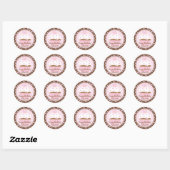 Rond Sticker d'anniversaire rose Cupcake (Feuille)