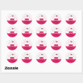 Rond Sticker d'anniversaire rose Cupcake (Feuille)