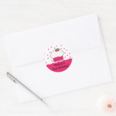 Rond Sticker d'anniversaire rose Cupcake (Enveloppe)