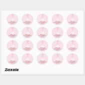 Rond Sticker d'anniversaire rose Cupcake Lollipop (Feuille)