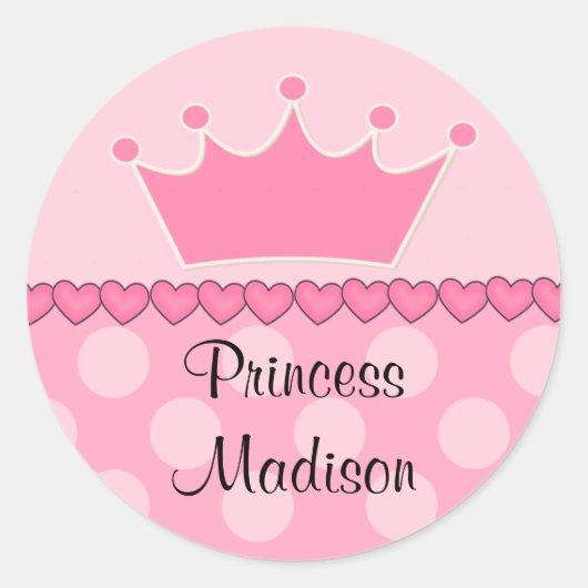 Rond Sticker d'anniversaire rose Princess Crown (Devant)