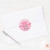 Rond Sticker d'anniversaire rose Princess Crown (Enveloppe)