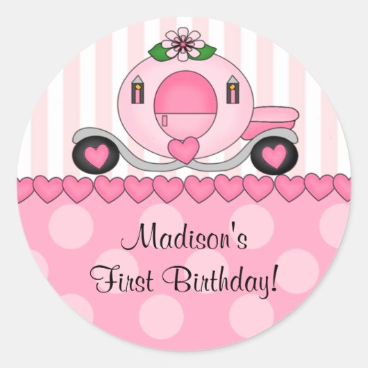 Rond Sticker d'anniversaire rose Princesse (Devant)
