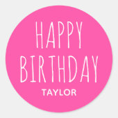 Rond Sticker d'anniversaire simple et moderne rose (Devant)