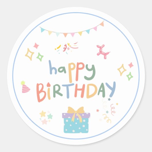 Rond Sticker d'anniversaire très heureux (Devant)