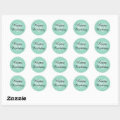 Rond Sticker d'anniversaire Turquoise doux (Feuille)