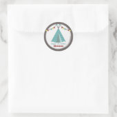 Rond Sticker d'anniversaire Turquoise Tipi (Sac)