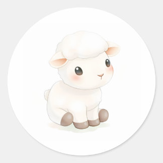 Rond Sticker d'aquarelle pour agneau mignon Illustratio