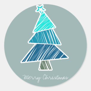 Rond Sticker d'arbre de Noël Turquoise